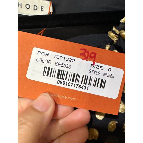 Rhode Resort Lana Top Size 0 XS NWT Dot Jacquard Print Puff Sleeves Tie Keyhole - Picture 13 of 13